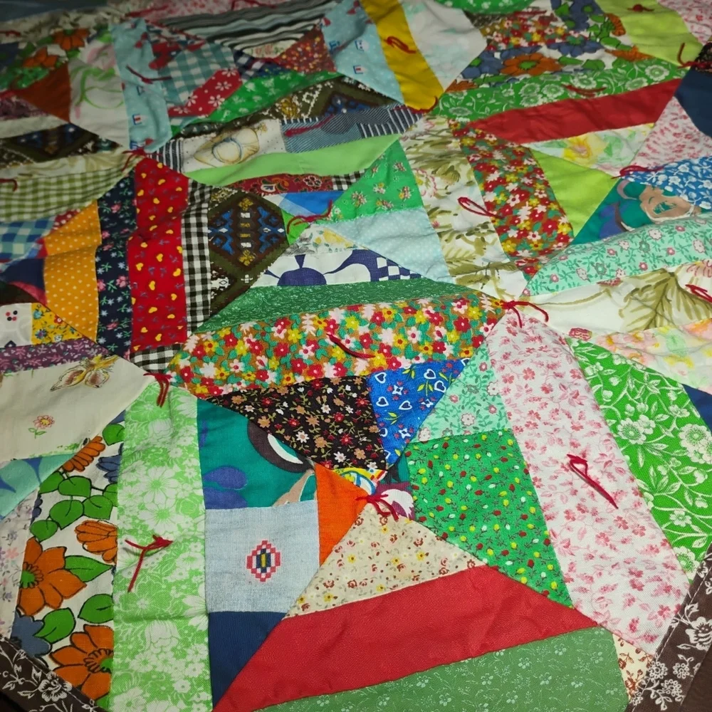 Vintage Handmade Patchwork Quilt 56x41 1970s–80s Era​